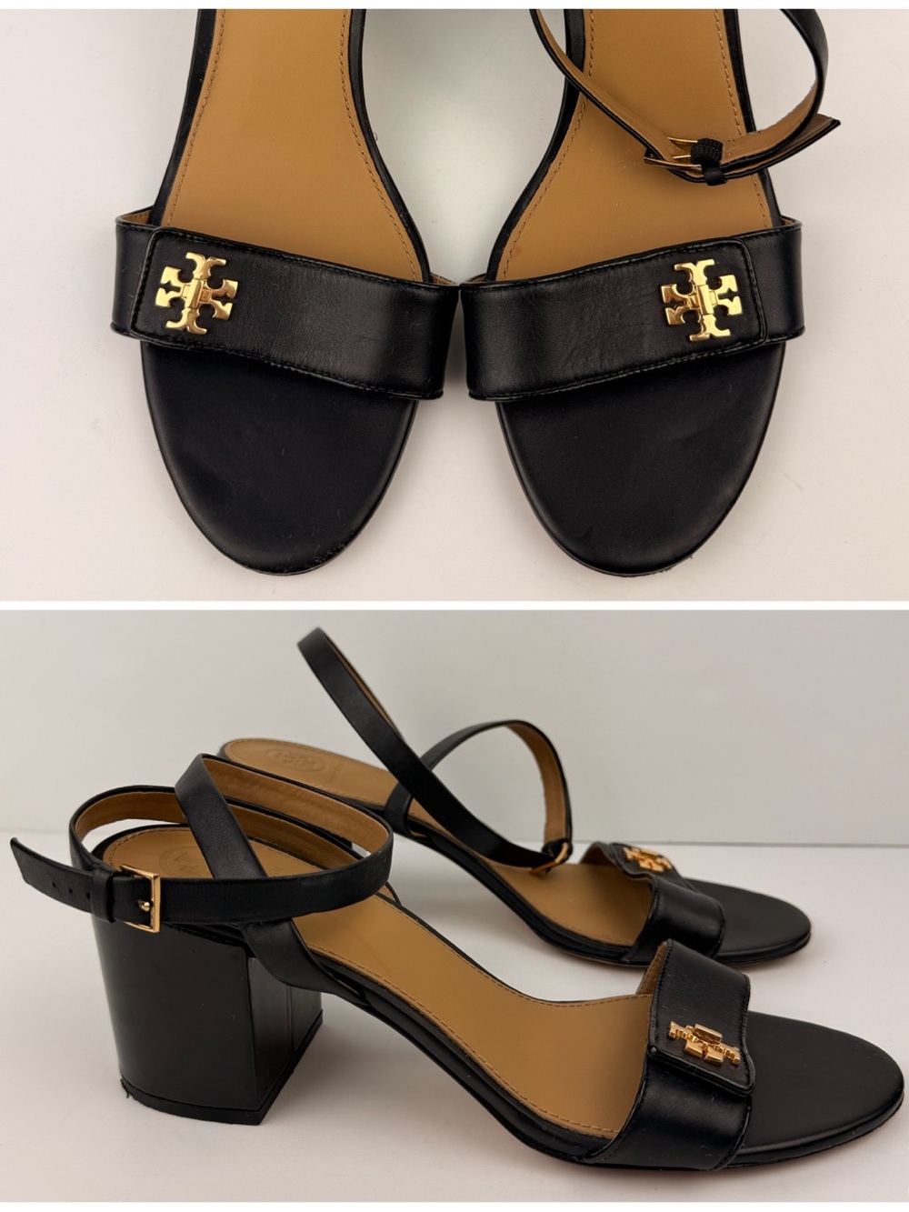 Tory Burch Kira Block Heel Sandals, Black, Size 9.5